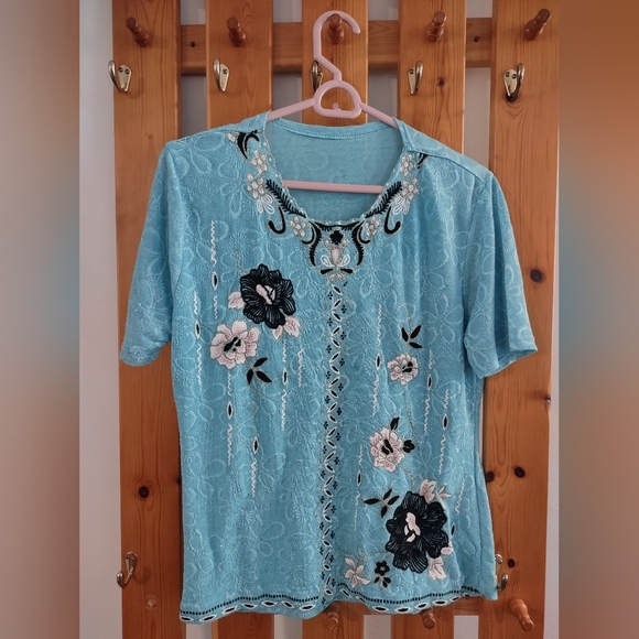 Light Blue Embroidered Cardigan - Picture 1 of 3